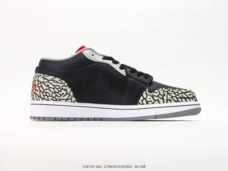 乔丹 Air Jordan 1 Low AJ1 乔1低帮休闲板鞋 黑水泥 同步官方配色 市场唯一独家头层皮打造 原鞋 338145-062 #27984953395063